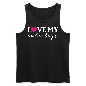 Love my cute boys - Men's Premium Organic Tank Top - black - Front - AI Model Male 178 light (178cm)