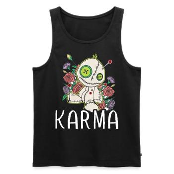 Karma Je joue toujours avec des poupées - Débardeur bio Premium Homme - noir - Devant - AI Model Male 178 light (178cm)