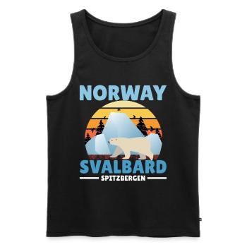 Norvège Svalbard Spitzberg Aurores boréales Ours polaire - Débardeur bio Premium Homme - noir - Devant - Michal (187cm)