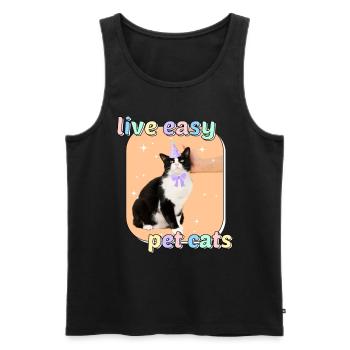 Cat Memes - Live Easy Pet Cats - Men's Premium Organic Tank Top - black - Front - AI Model Male 178 light (178cm)