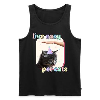 Cat Memes - Live Easy Pet Cats - Men's Premium Organic Tank Top - black - Front - AI Model Male 178 light (178cm)