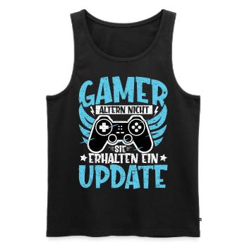 GAMER ALTERN NICHT - SIE ERHALTEN EIN UPDATE - Männer Premium Bio Tank Top - Schwarz - Vorne - Michal (187cm)
