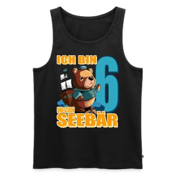 Kapitän Ich Bin 6 Und Schon Seebär - Männer Premium Bio Tank Top - Schwarz - Vorne - Michal (187cm)