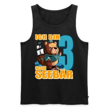 Kapitän Ich Bin 3 Und Schon Seebär - Männer Premium Bio Tank Top - Schwarz - Vorne - Michal (187cm)