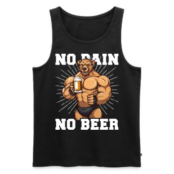 Bodybuilder Gym Bier No Pain No Beer - Débardeur bio Premium Homme - noir - Devant - Michal (187cm)