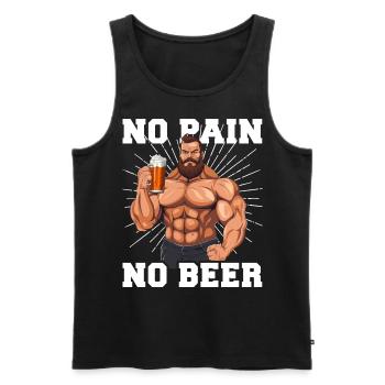 Bodybuilder Gym Bier No Pain No Beer - Débardeur bio Premium Homme - noir - Devant - Michal (187cm)