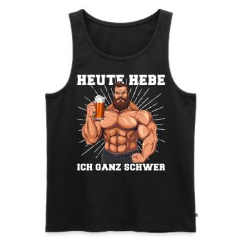 Bodybuilder Gym Bière | Aujourd’hui, je soulève très fort - Débardeur bio Premium Homme - noir - Devant - Michal (187cm)