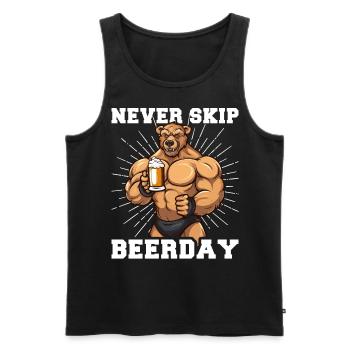 Booze Bodybuilding Gym Never Skip Beerday - Men's Premium Organic Tank Top - black - Front - AI Model Male 178 light (178cm)