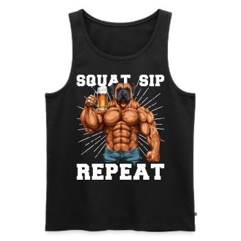 Bodybuilder Gym Bière Squat Sip Répéter - Débardeur bio Premium Homme - noir - Devant - Michal (187cm)