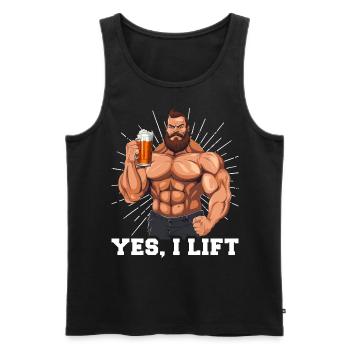 Bodybuilder Gym Beer | Yes I Lift - Men's Premium Organic Tank Top - black - Front - AI Model Male 178 light (178cm)