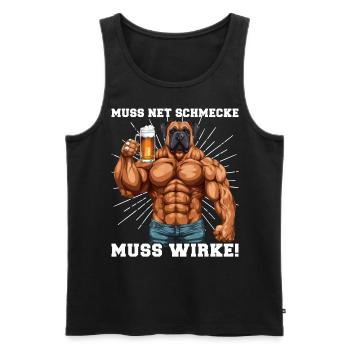 Bodybuilder Muss Net Schmecke Muss Wirke - Männer Premium Bio Tank Top - Schwarz - Vorne - Michal (187cm)