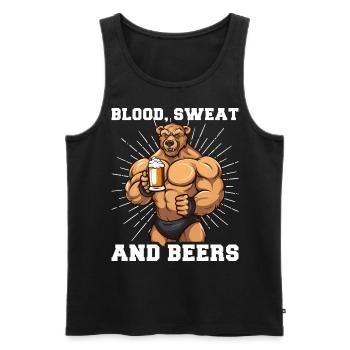 Bodybuilder Gym Beer Blood Sweat And Beers - Men's Premium Organic Tank Top - black - Front - AI Model Male 178 light (178cm)