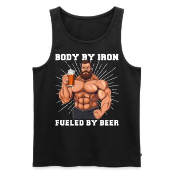 Bodybuilder Gym Bière | Corps par fer - Débardeur bio Premium Homme - noir - Devant - Michal (187cm)