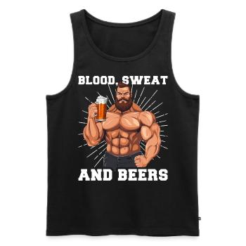 Bodybuilder Gym Bière Blood Sweat And Beers - Débardeur bio Premium Homme - noir - Devant - Michal (187cm)