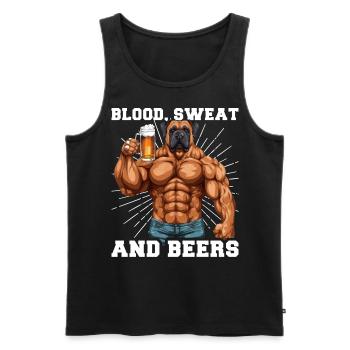 Bodybuilder Gym Bier Blood Sweat And Beer - Débardeur bio Premium Homme - noir - Devant - Michal (187cm)