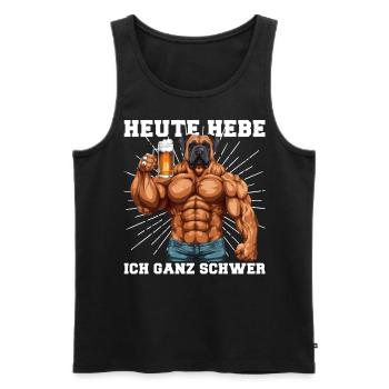 Bodybuilder Gym Bière | Aujourd’hui, je soulève très fort - Débardeur bio Premium Homme - noir - Devant - Michal (187cm)
