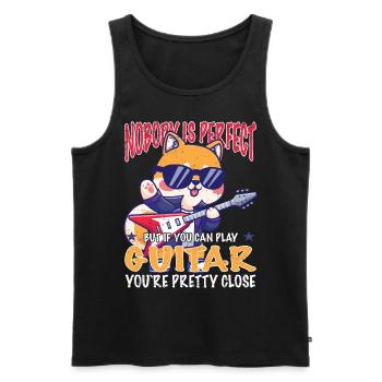 Cat Guitar Guitarist - Nobody is Perfect - Men's Premium Organic Tank Top - black - Front - Michal (187cm)