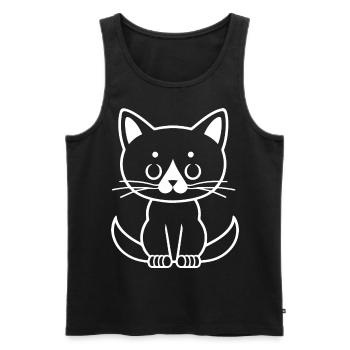 Lustige Katzensilhouette Freche Spaßkatzen - Männer Premium Bio Tank Top - Schwarz - Vorne - Michal (187cm)