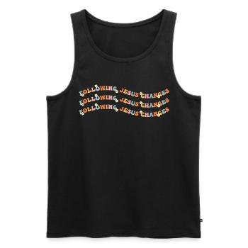 Following Jesus Changes - Men's Premium Organic Tank Top - black - Front - AI Model Male 178 light (178cm)