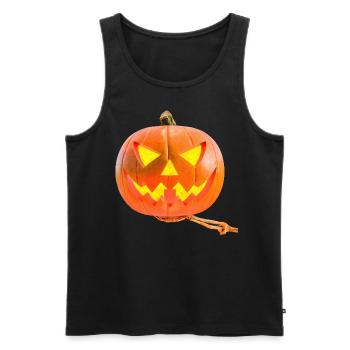 Halloween pumpkin carried by the Grim Reaper - Men's Premium Organic Tank Top - black - Front - AI Model Male 178 light (178cm)