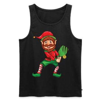 Weihnachtself mit Weihnachts-Pickleball-Schläger - Männer Premium Bio Tank Top - Schwarz - Vorne - AI Model Male 178 light (178cm)