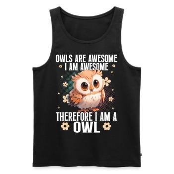 Eule Eulen Lustiger Spruch - Männer Premium Bio Tank Top - Schwarz - Vorne - AI Model Male 178 light (178cm)