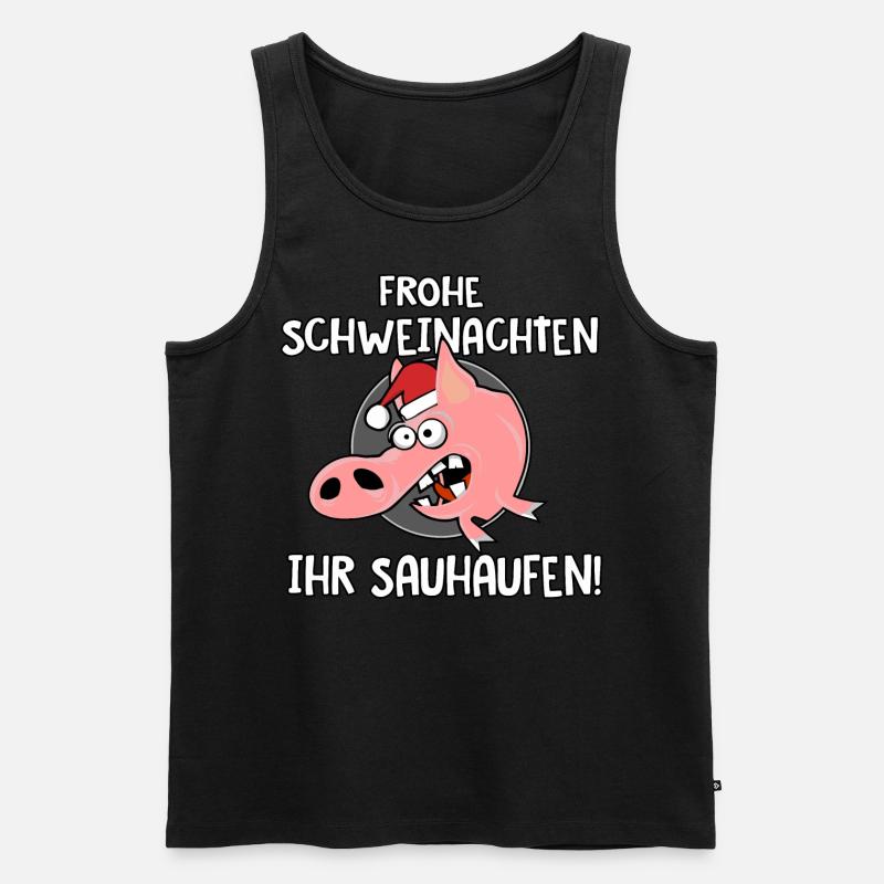 Frohe Schweinachten - Männer Premium Bio Tank Top - Schwarz
