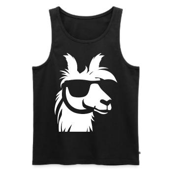 Funny Llama Wearing Sunglasses Cool Llamas - Men's Premium Organic Tank Top - black - Front - Michal (187cm)