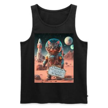 Conception amusante de chat de l’espace - Débardeur bio Premium Homme - noir - Devant - Michal (187cm)