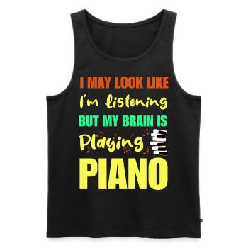 "My brain is playing piano" Klavier Piano Pianist - Männer Premium Bio Tank Top - Schwarz - Vorne - AI Model Male 178 light (178cm)