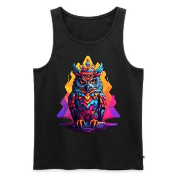 Eule - Männer Premium Bio Tank Top - Schwarz - Vorne - AI Model Male 178 light (178cm)