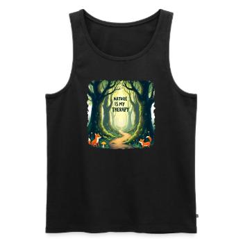 La nature est ma thérapie - Méditation en forêt - Débardeur bio Premium Homme - noir - Devant - Michal (187cm)