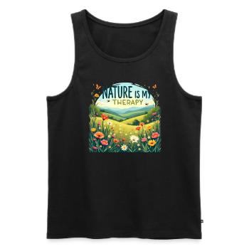 La nature est ma thérapie - Prairie fleurie - Débardeur bio Premium Homme - noir - Devant - Michal (187cm)
