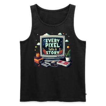 Chaque pixel raconte une histoire - Retro Gaming - Débardeur bio Premium Homme - noir - Devant - AI Model Male 178 light (178cm)