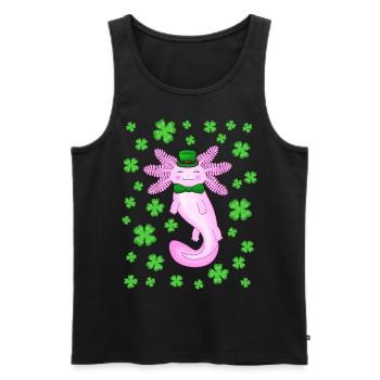 Axolotl de la Saint-Patrick rose - Débardeur bio Premium Homme - noir - Devant - Michal (187cm)