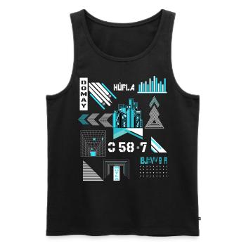 Urban streetwear shirt design for every occasion - Men's Premium Organic Tank Top - black - Front - AI Model Male 178 light (178cm)