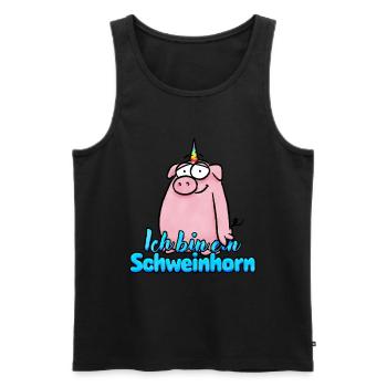 Funny Pig Horn / Pig Unicorn - Men's Premium Organic Tank Top - black - Front - AI Model Male 178 light (178cm)