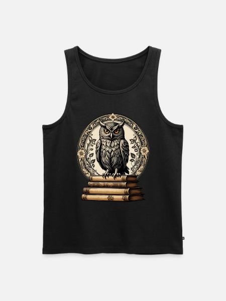 Büchereule - Männer Premium Bio Tank Top - Schwarz