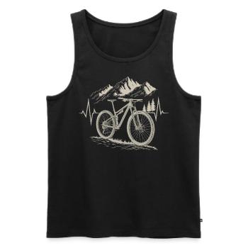 Battement de cœur en VTT | Montagnes Nature - Débardeur bio Premium Homme - noir - Devant - AI Model Male 178 light (178cm)