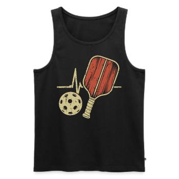Pickleball Heartbeat | Schäger Ball - Men's Premium Organic Tank Top - black - Front - Michal (187cm)