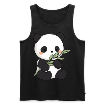 Mignon panda kawaii avec bambou - Débardeur bio Premium Homme - noir - Devant - AI Model Male 178 light (178cm)