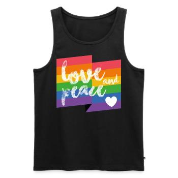 Love and Peace - Pride Month - Männer Premium Bio Tank Top - Schwarz - Vorne - Michal (187cm)