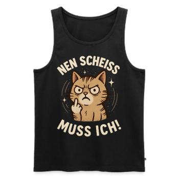 Lustige Katze mit frechem Spruch 'nen Scheiss - Männer Premium Bio Tank Top - Schwarz - Vorne - AI Model Male 178 light (178cm)