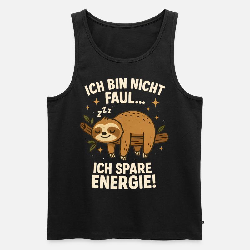 Faultier Ich Schlafe nicht Ich Spare Energie - Männer Premium Bio Tank Top - Schwarz