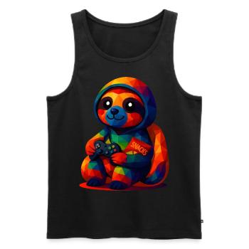 WPAP Polygon Kawaii Style Animal Bébé Paresseux Sweat à capuche - Débardeur bio Premium Homme - noir - Devant - Michal (187cm)