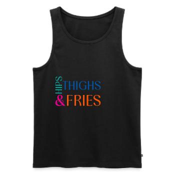 Hanches Cuisses et frites 2 - Débardeur bio Premium Homme - noir - Devant - AI Model Male 178 light (178cm)