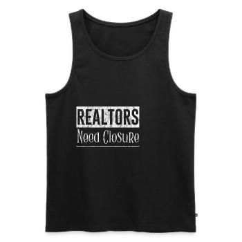 Realtors Need Closure 3 - Men's Premium Organic Tank Top - black - Front - AI Model Male 178 light (178cm)