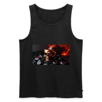 Mug tête de mort Steampunk - Débardeur bio Premium Homme - noir - Devant - Michal (187cm)
