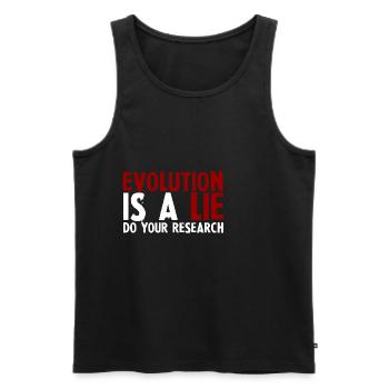 Evolution Is A Lie, Do Your Research - Männer Premium Bio Tank Top - Schwarz - Vorne - Michal (187cm)