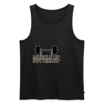Muscle Up Buttercup 4 - Men's Premium Organic Tank Top - black - Front - AI Model Male 178 light (178cm)